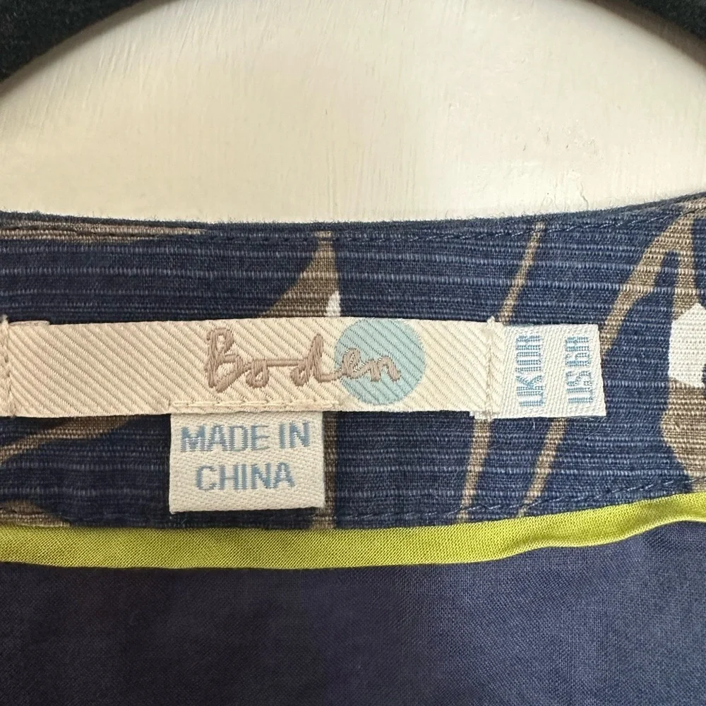 Boden Womens A-Line Notch Neck Shift Sheath Navy and Tan  Dress - Picture 3 of 5